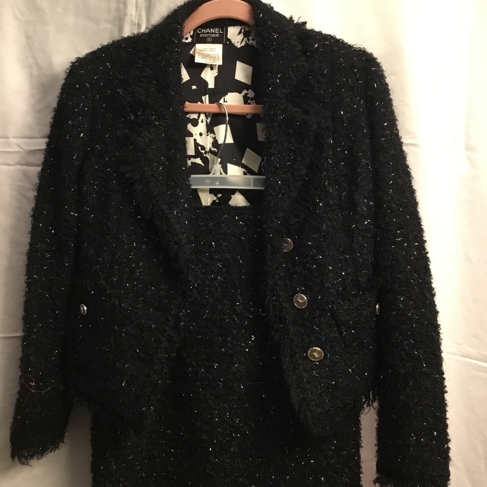 Black wool suit jacket and skirt - custom made.
